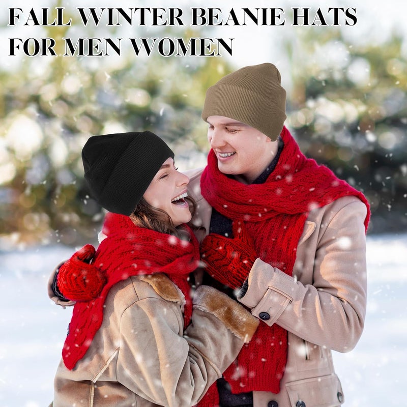 lucdnc Beanies for Men Women 2 Pack Fall Winter Men's Hats Unisex Warm Knit Skullies Beanies Soft Ski Caps - Image 5